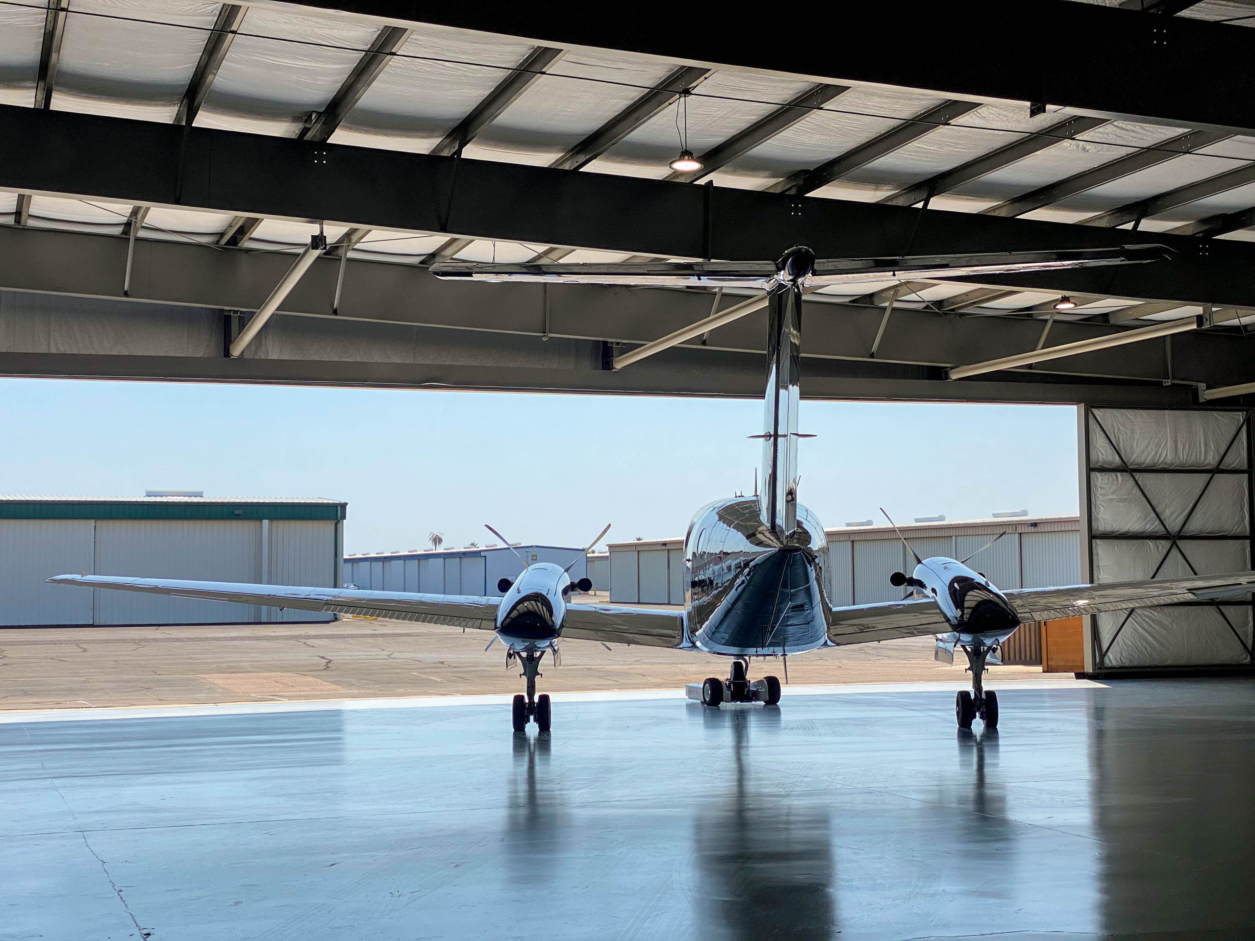 Aircraft exits hangar aircraft exits hangar