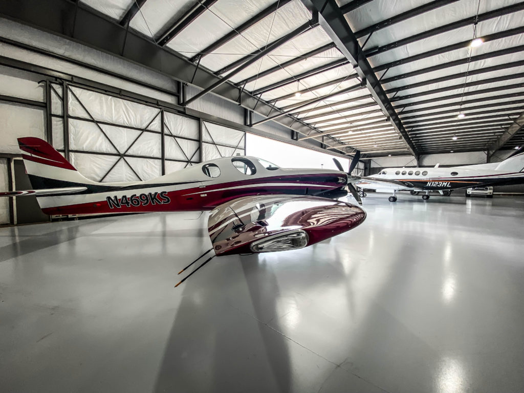 Another view of an plane parked in our hangar being leased